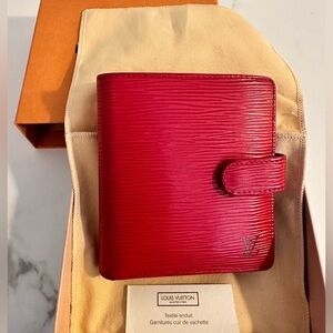 Louis Vuitton Bi-fold Epi Leather Portobier Wallet with Coin Pouch Womens